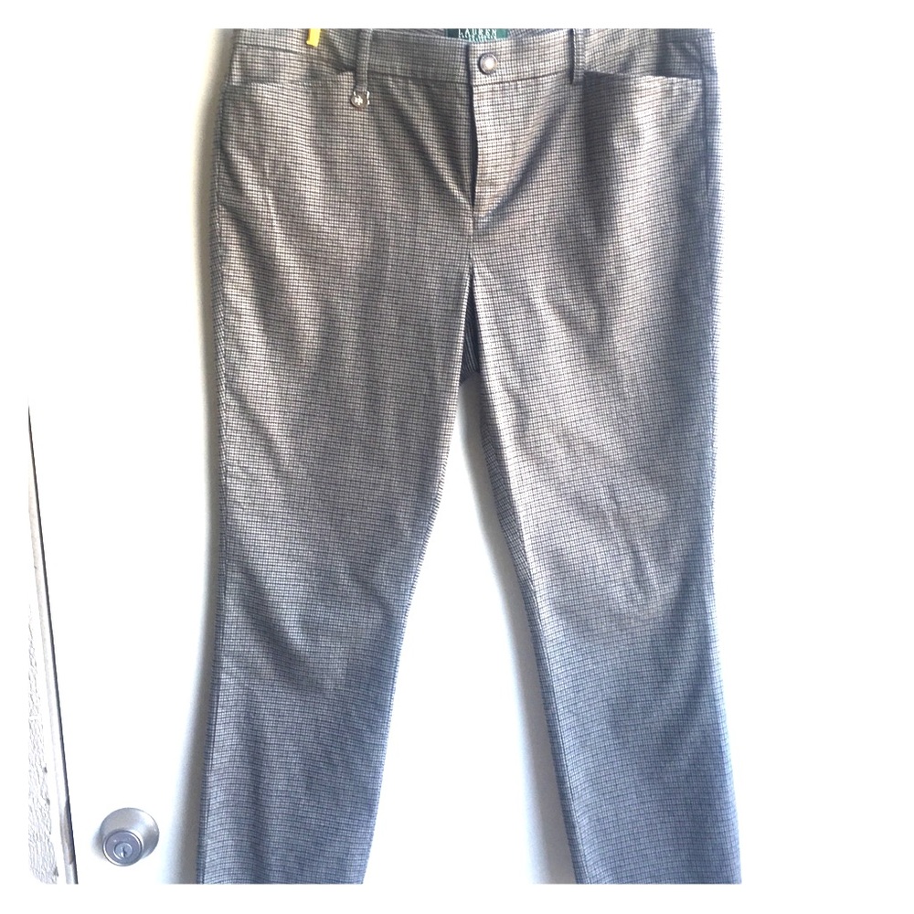 Gray and black Ralph Lauren houndstooth pants.